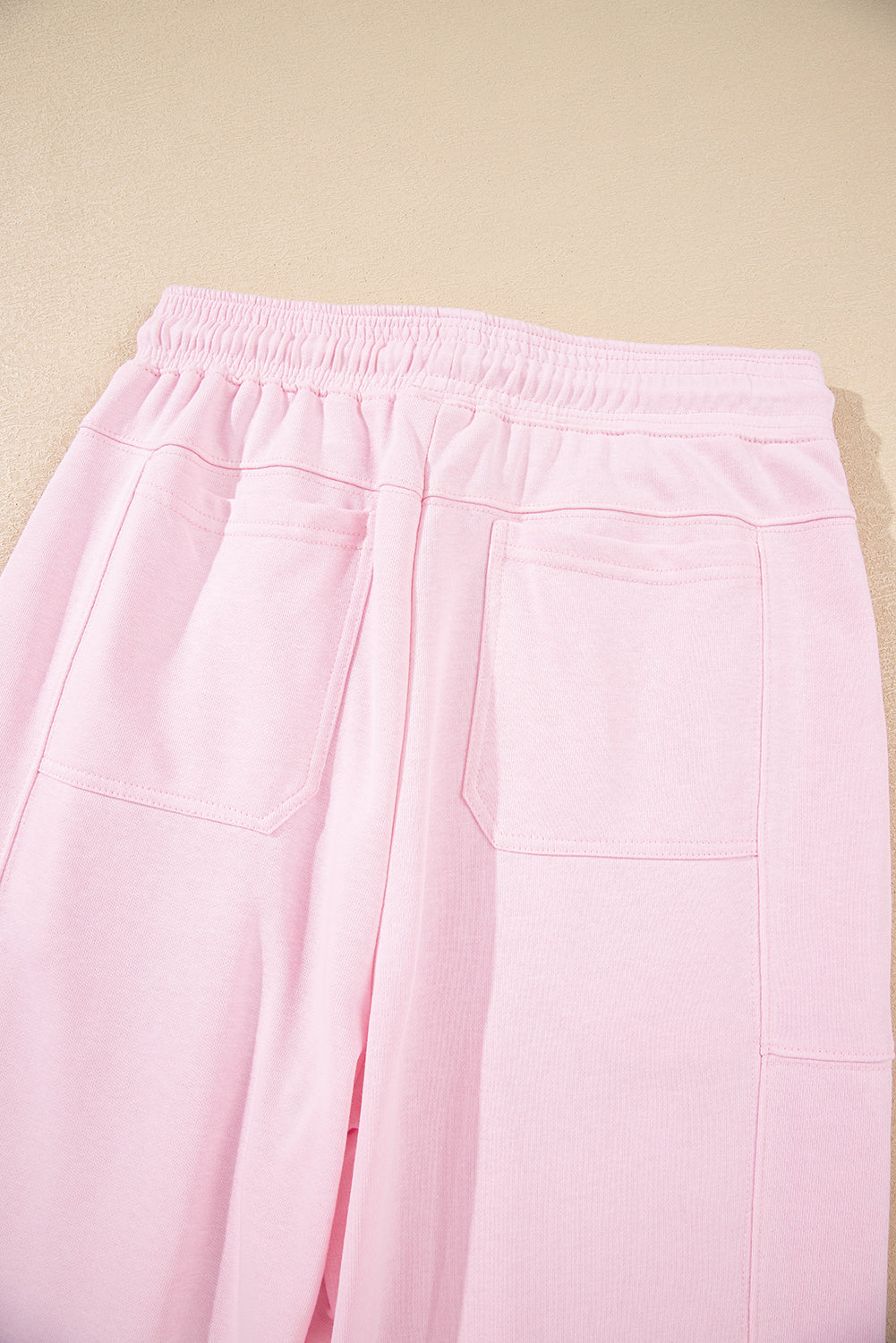 Light Pink Drawstring Waist Patchwork Solid Color Jogger Pants Love Salve